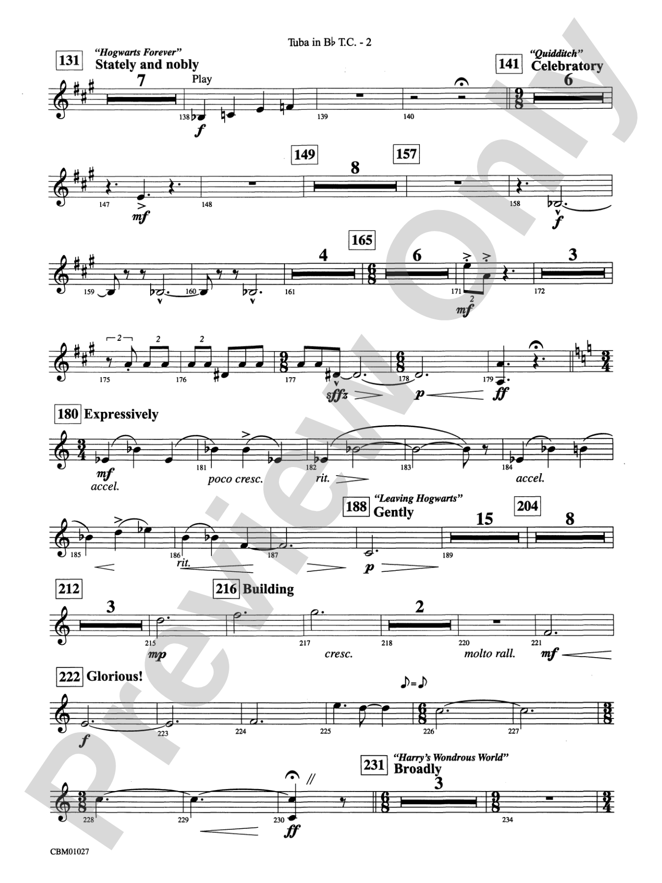 Harry Potter Symphonic Suite: (wp) B-flat Tuba T.C.