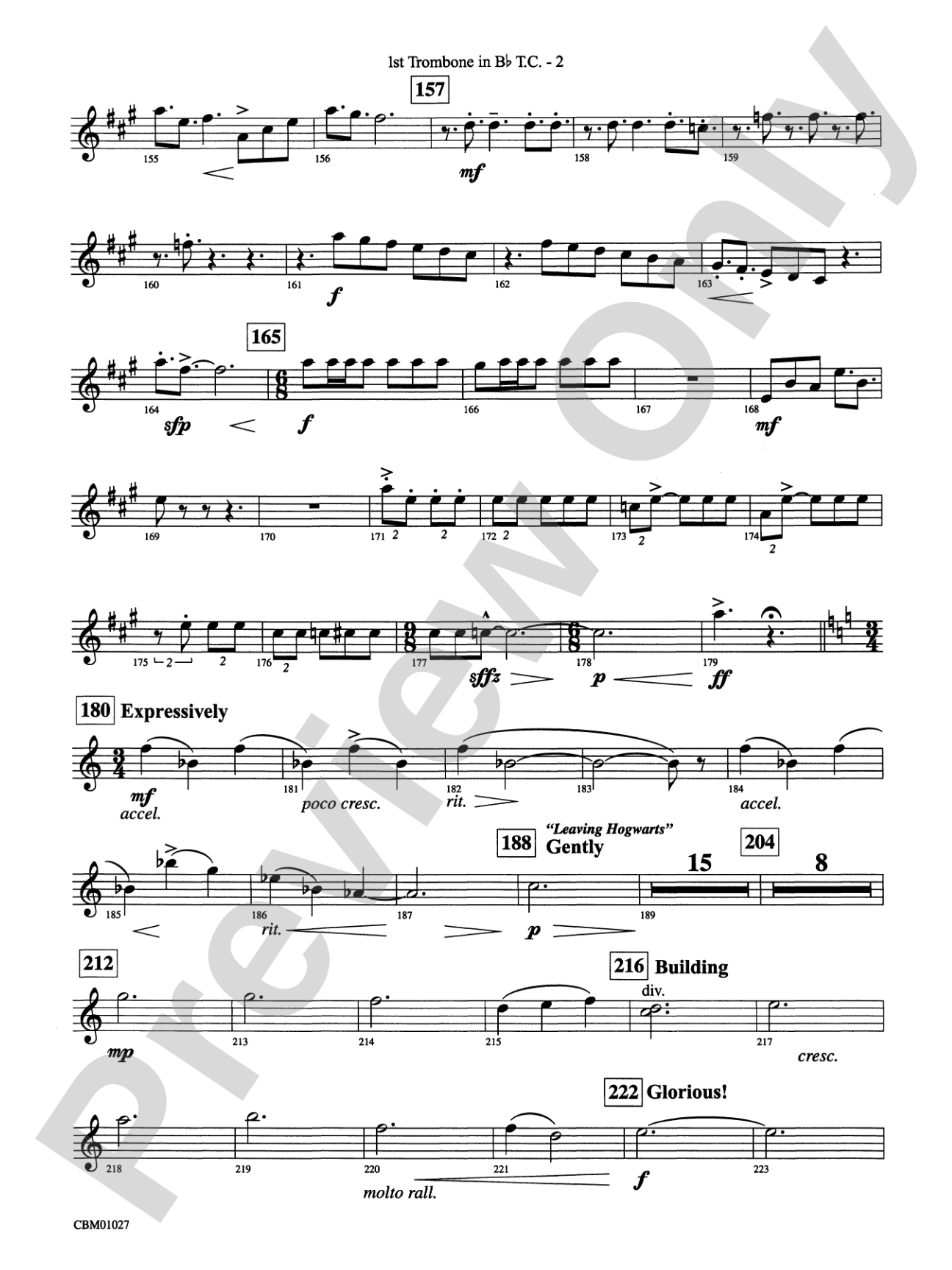 Harry Potter Symphonic Suite: (wp) 1st B-flat Trombone T.C.