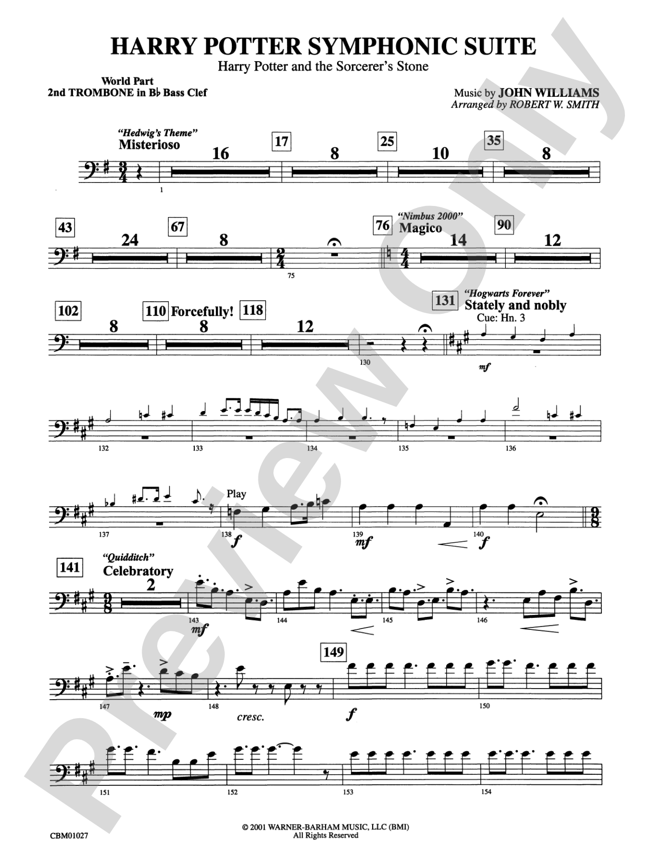 Harry Potter Symphonic Suite: (wp) 2nd B-flat Trombone B.C.