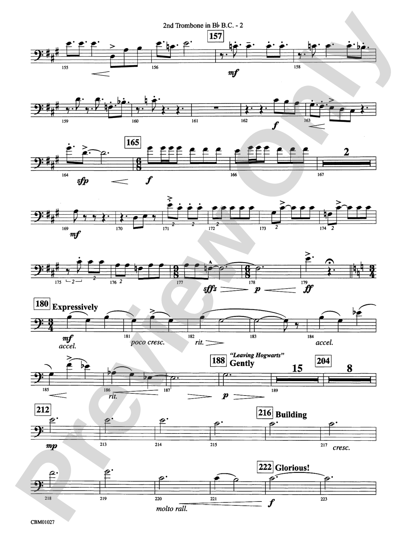 Harry Potter Symphonic Suite: (wp) 2nd B-flat Trombone B.C.