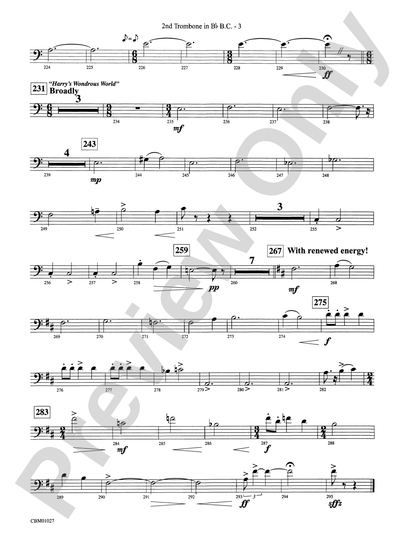 Harry Potter Symphonic Suite: (wp) 2nd B-flat Trombone B.C.