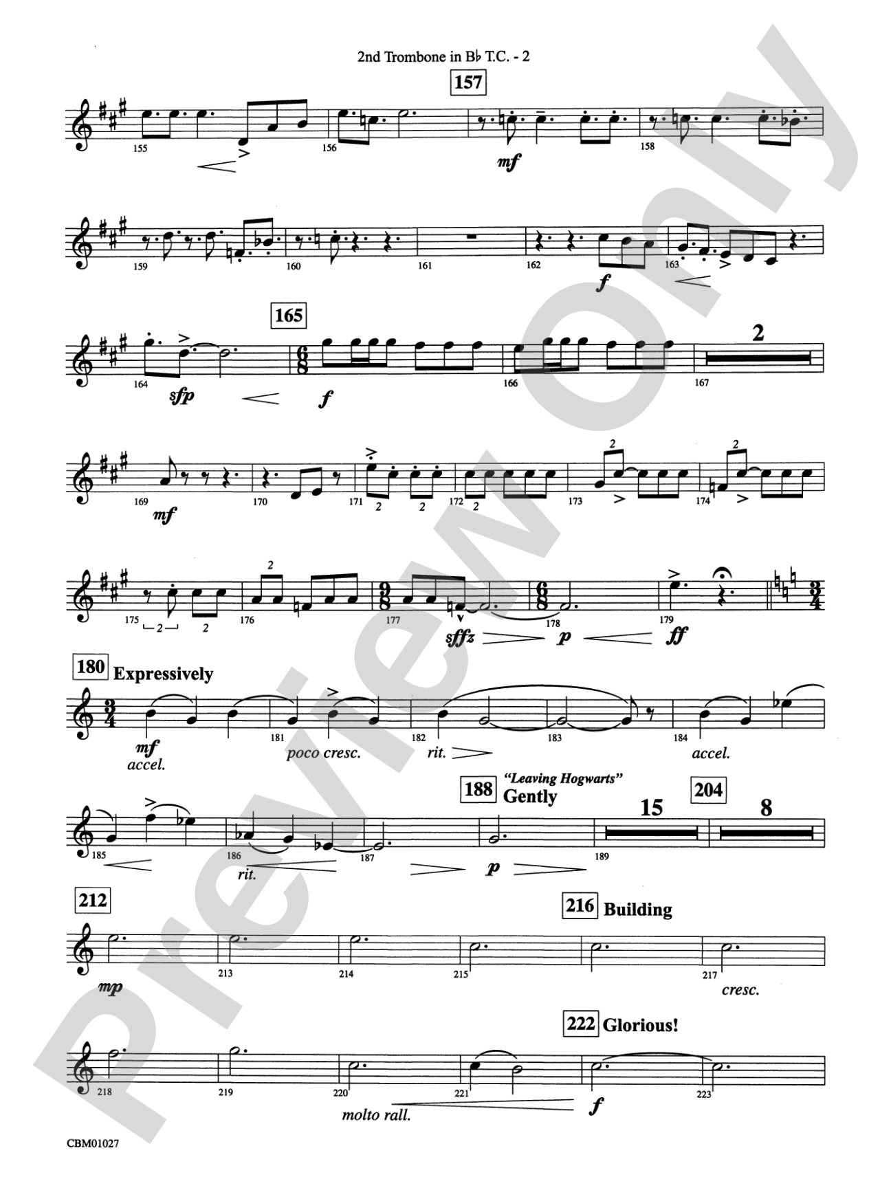 Harry Potter Symphonic Suite: (wp) 2nd B-flat Trombone T.C.
