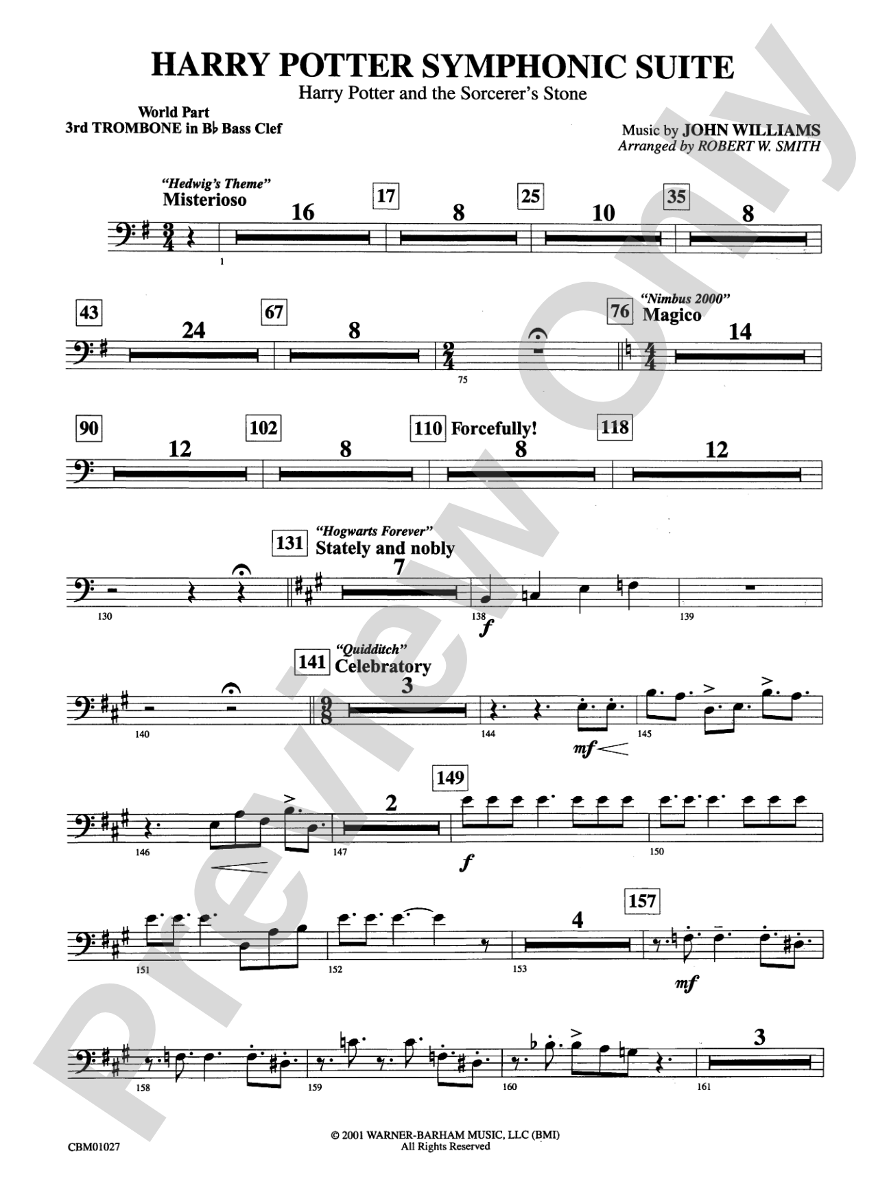 Harry Potter Symphonic Suite: (wp) 3rd B-flat Trombone B.C.