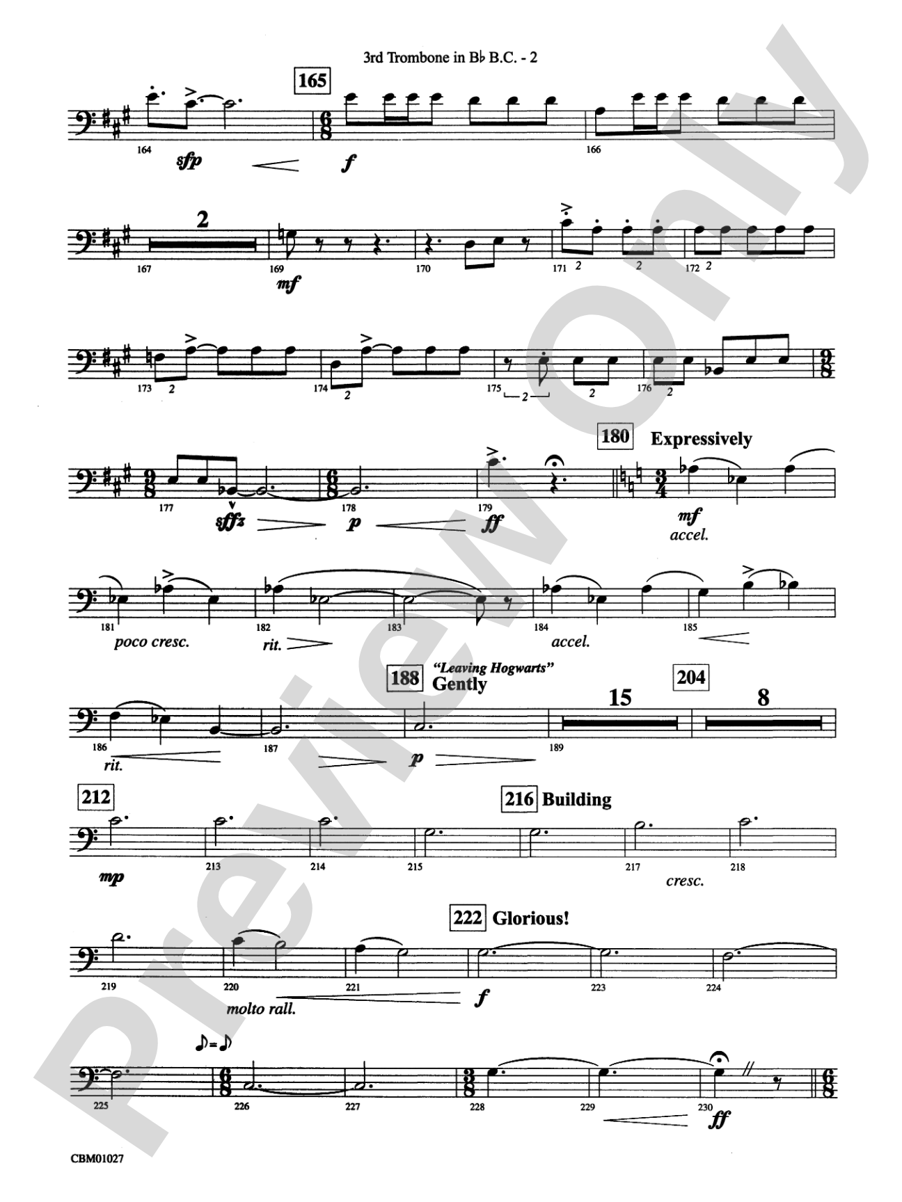 Harry Potter Symphonic Suite: (wp) 3rd B-flat Trombone B.C.