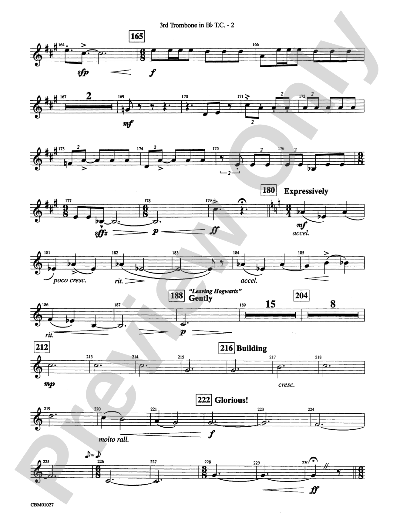 Harry Potter Symphonic Suite: (wp) 3rd B-flat Trombone T.C.