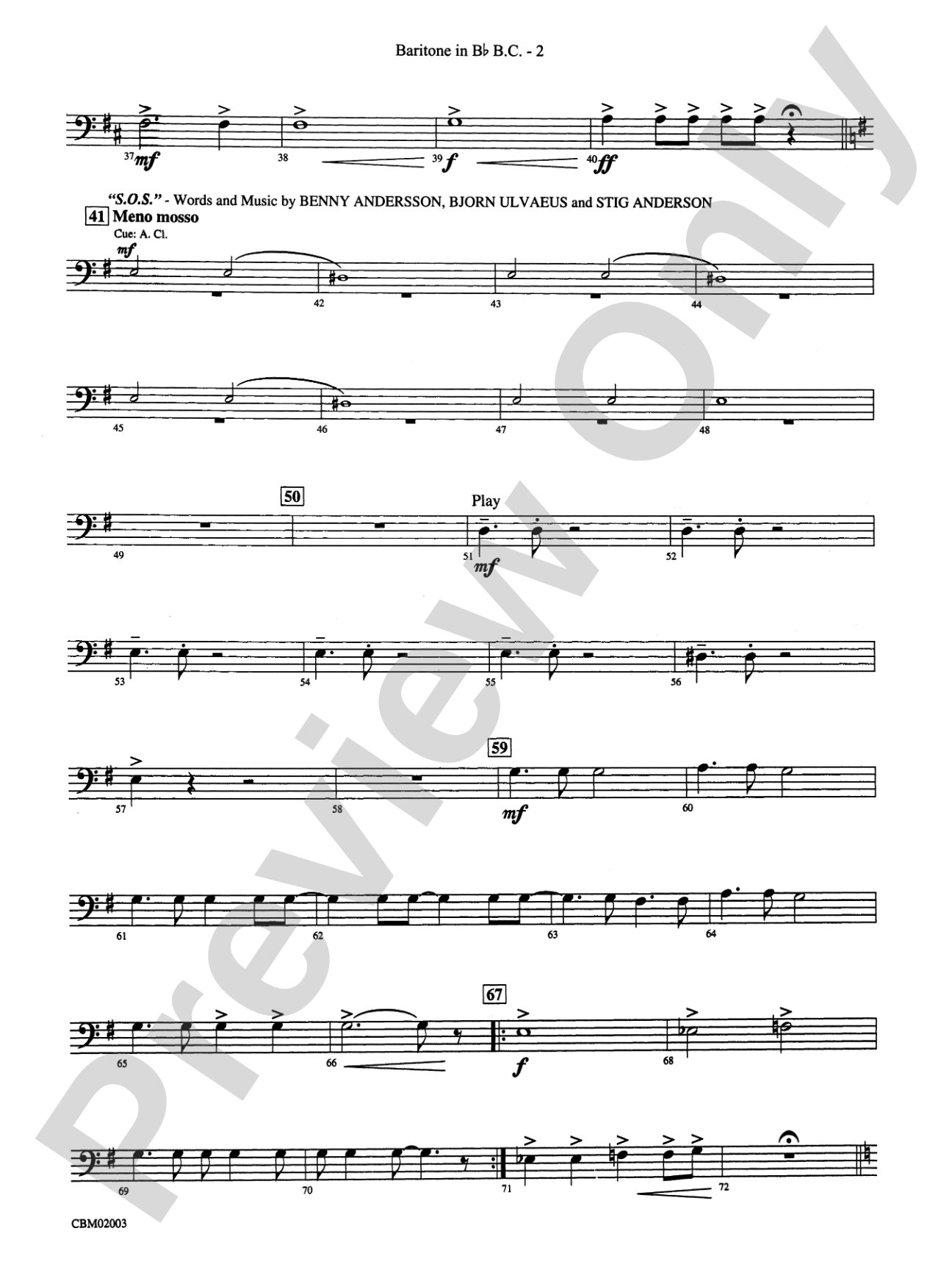 Mamma Mia! -- Highlights from the Broadway Musical: (wp) B-flat Baritone B.C.