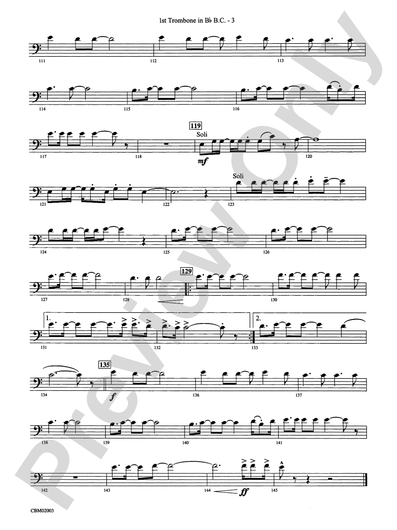 Mamma Mia! -- Highlights from the Broadway Musical: (wp) 1st B-flat Trombone B.C.
