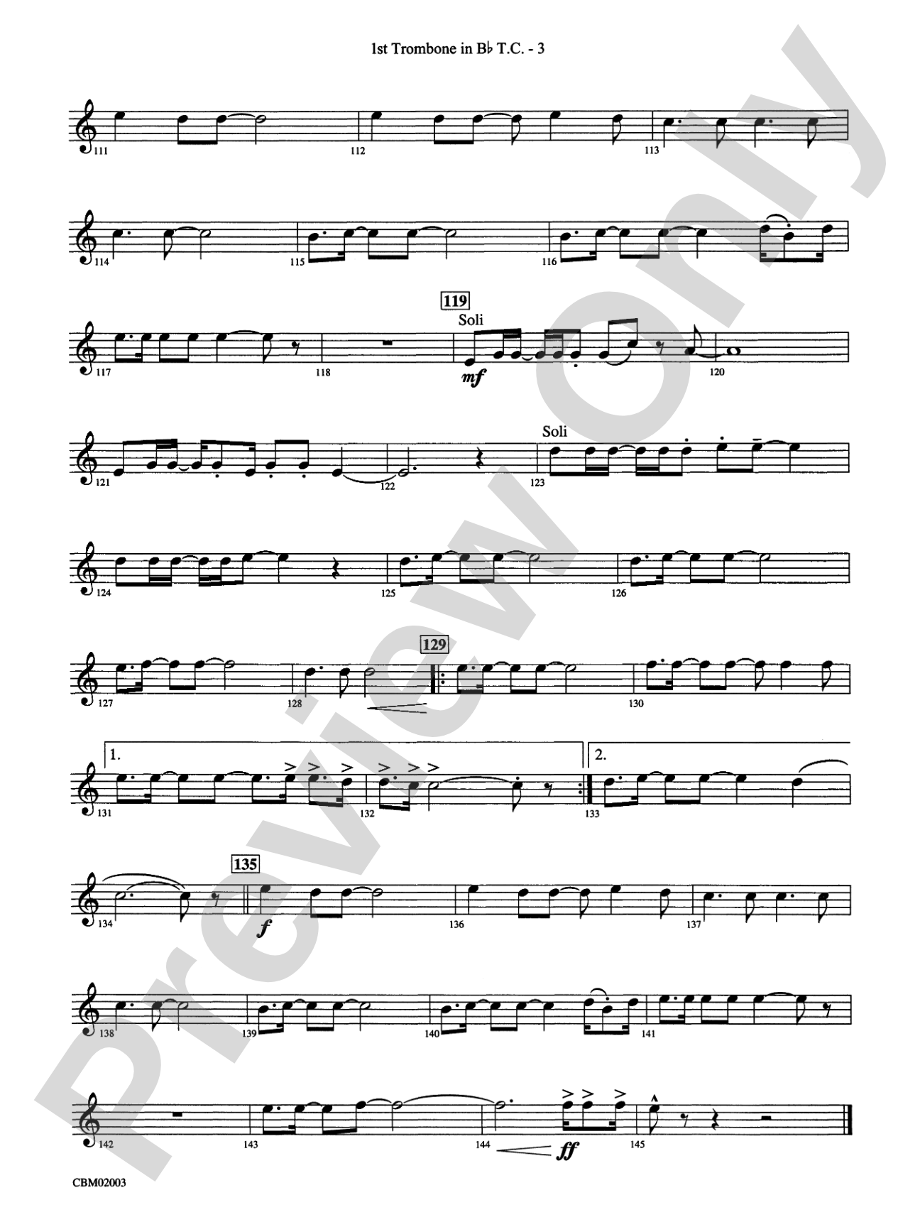 Mamma Mia! -- Highlights from the Broadway Musical: (wp) 1st B-flat Trombone T.C.