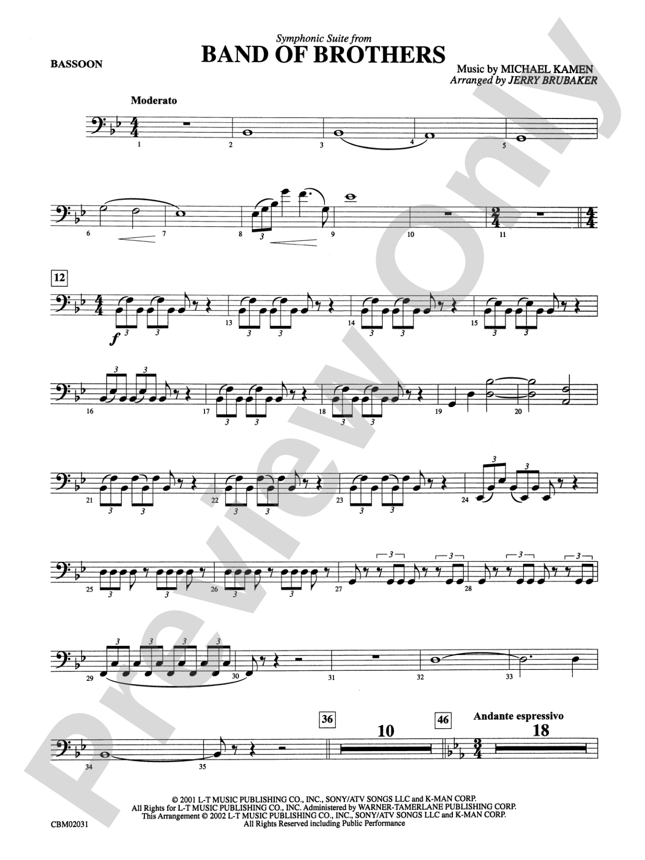 Band of Brothers, Symphonic Suite from: Bassoon