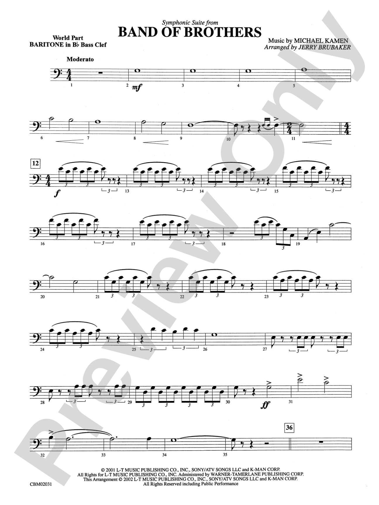 Band of Brothers, Symphonic Suite from: WP B-flat Baritone B.C.