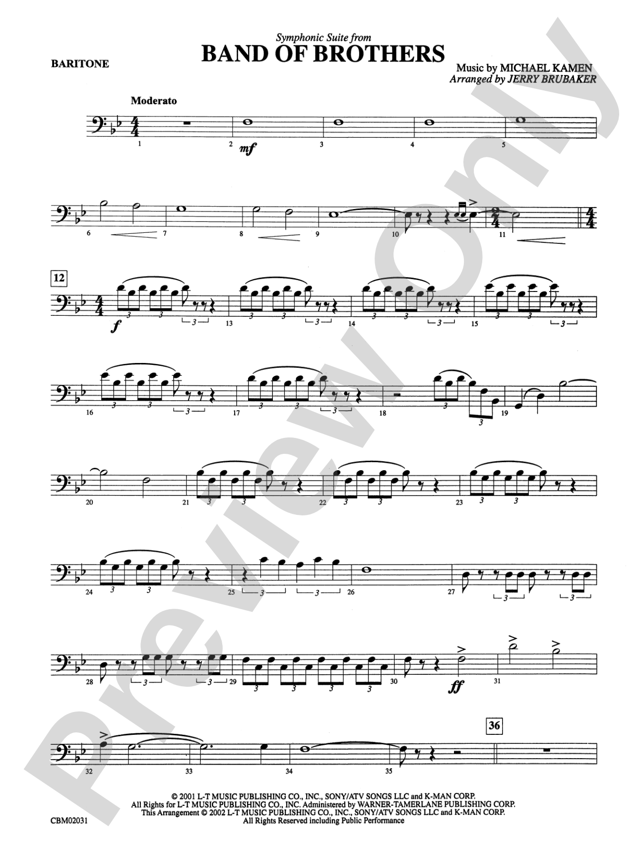 Band of Brothers, Symphonic Suite from: Baritone B.C.