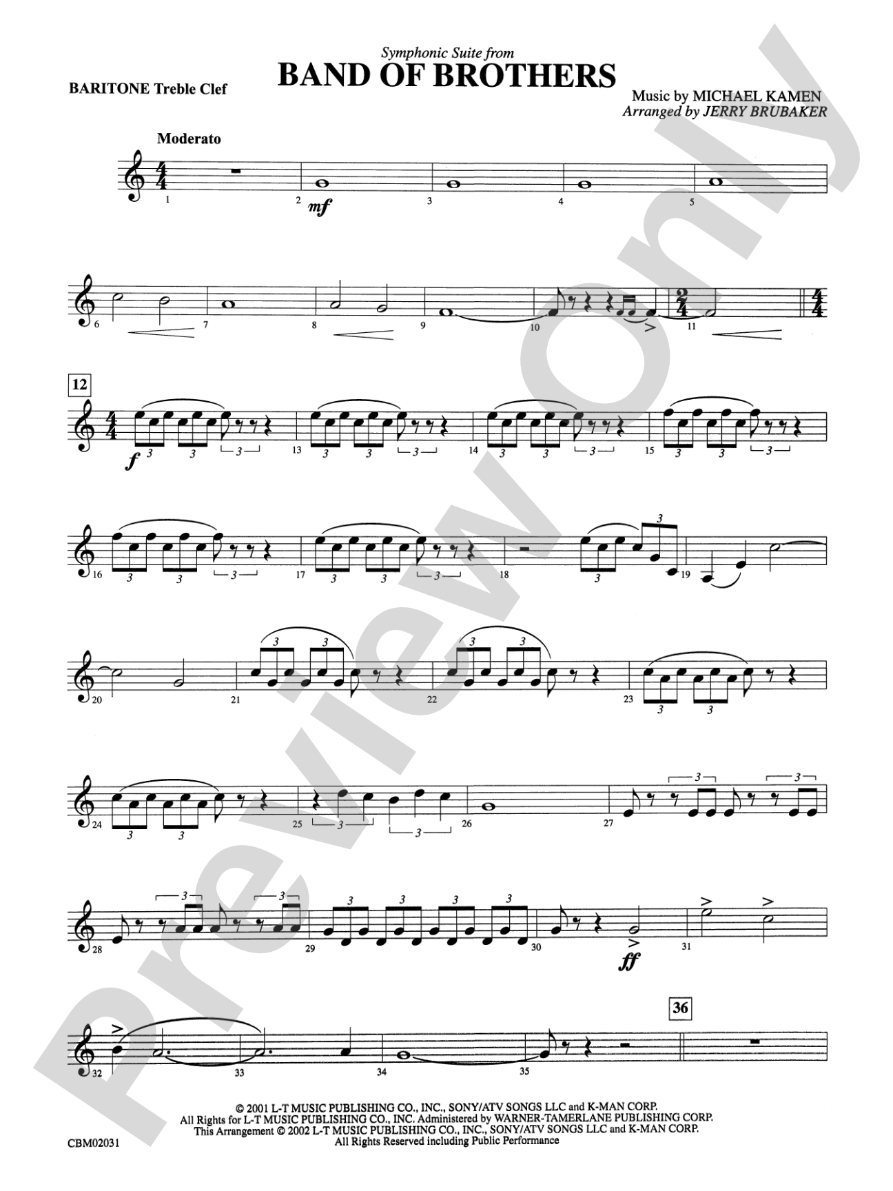 Band of Brothers, Symphonic Suite from: Baritone T.C.