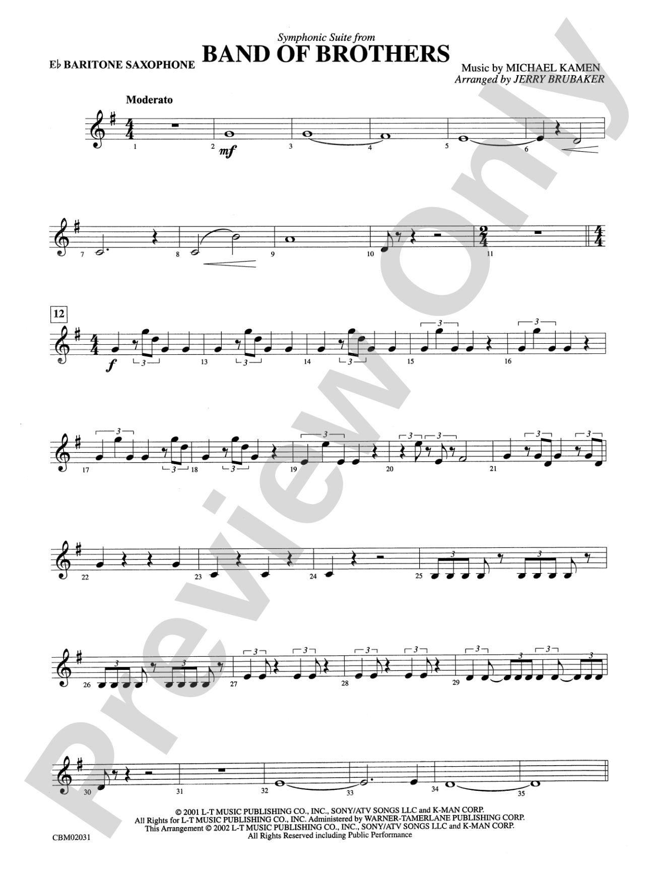 Band of Brothers, Symphonic Suite from: E-flat Baritone Saxophone