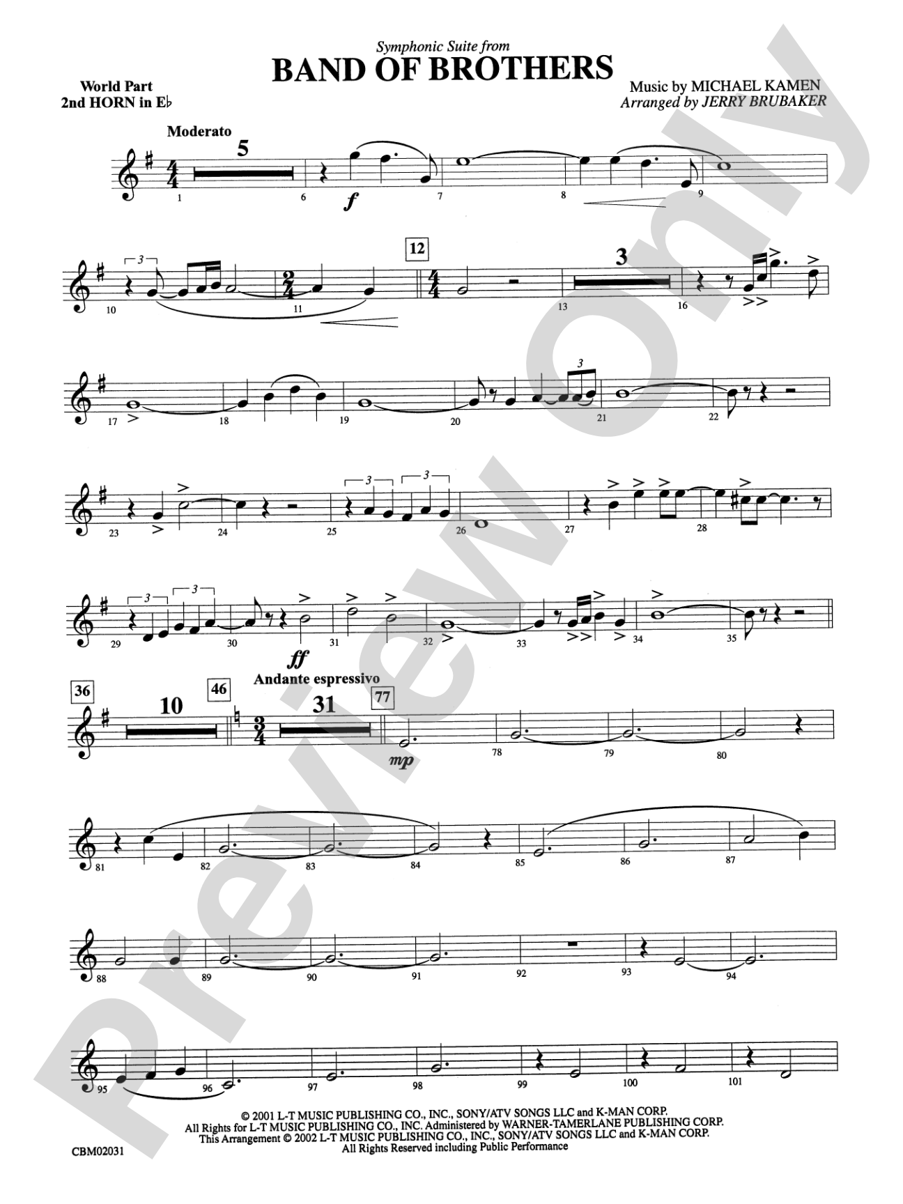 Band of Brothers, Symphonic Suite from: WP 2nd Horn in E-flat