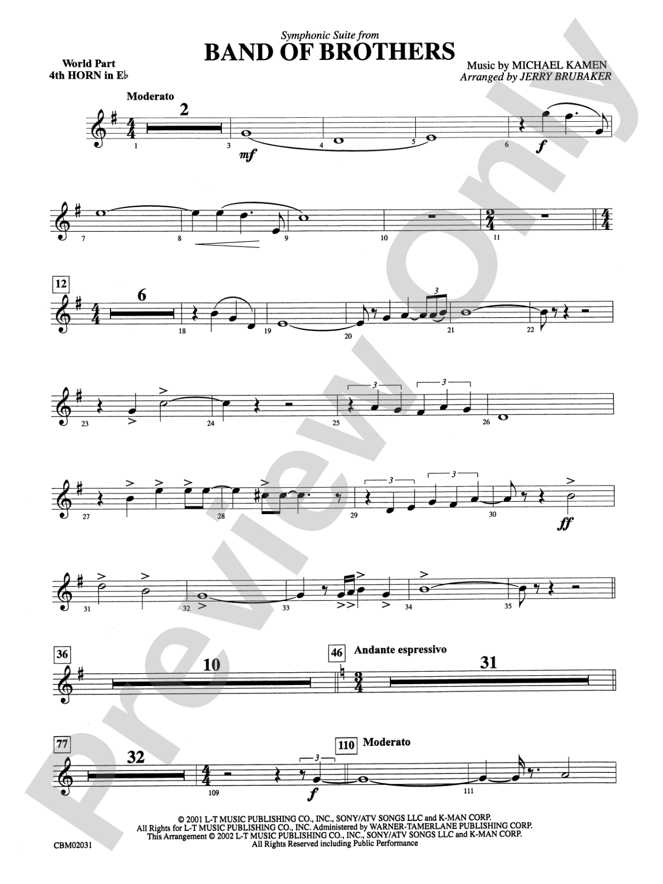 Band of Brothers, Symphonic Suite from: WP 4th Horn in E-flat
