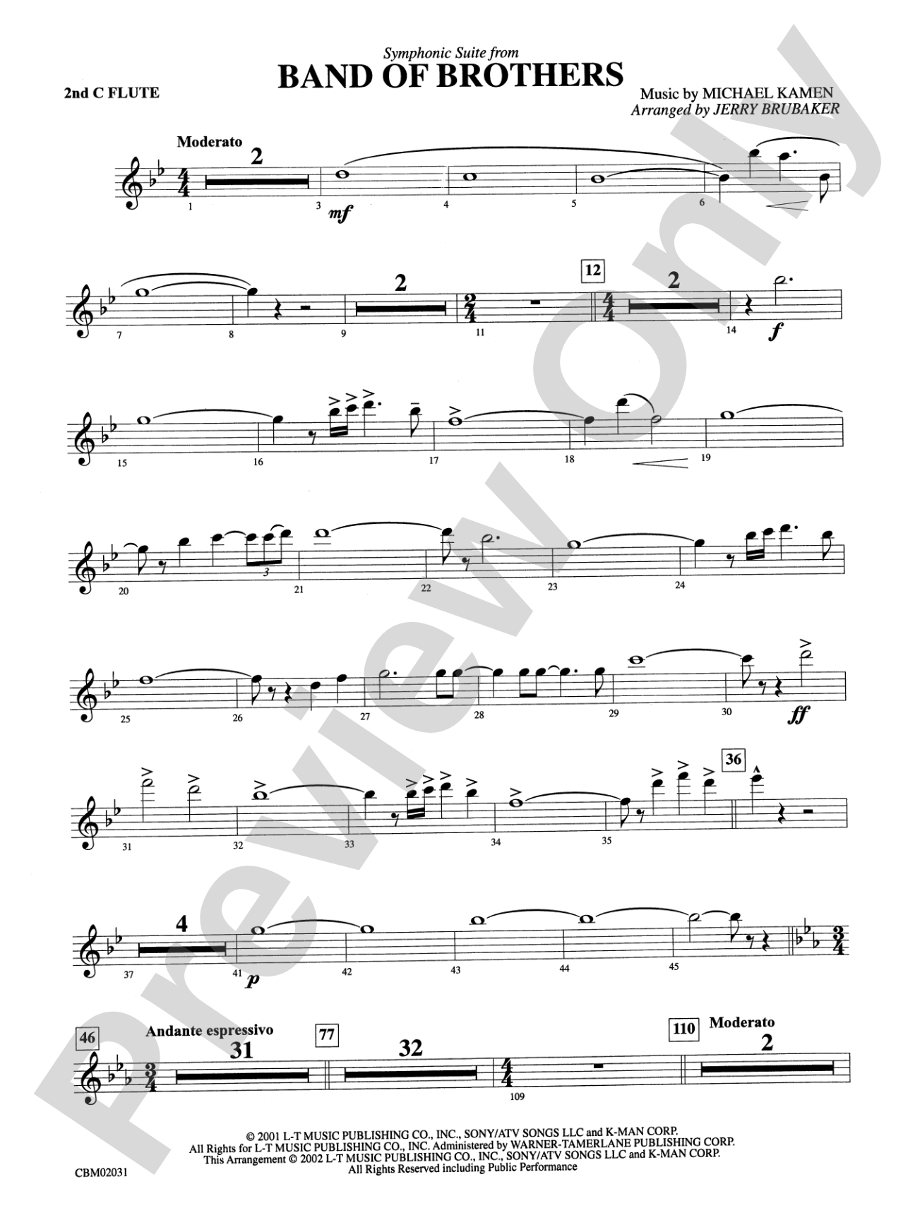 Band of Brothers, Symphonic Suite from: 2nd Flute