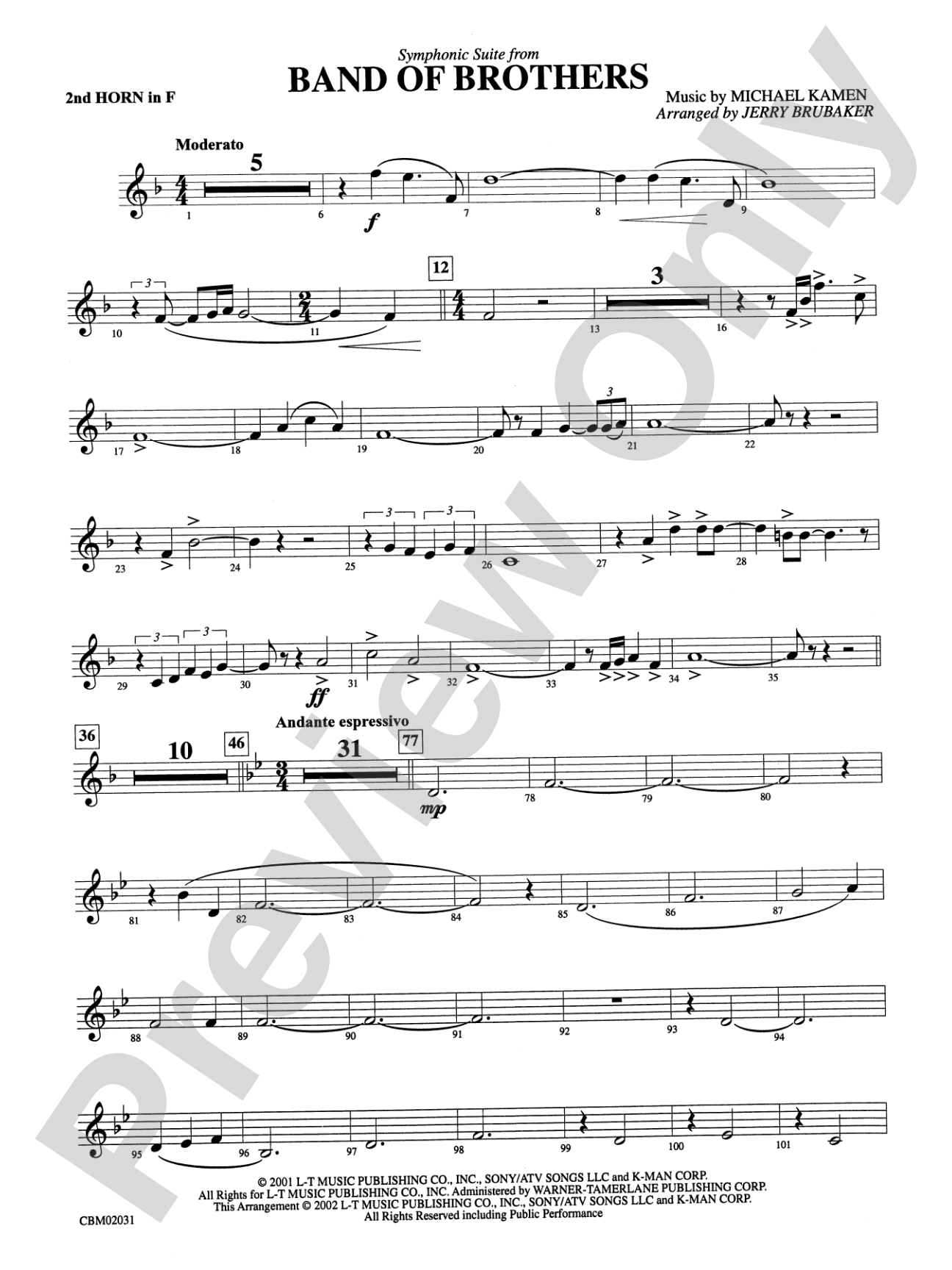 Band of Brothers, Symphonic Suite from: 2nd F Horn