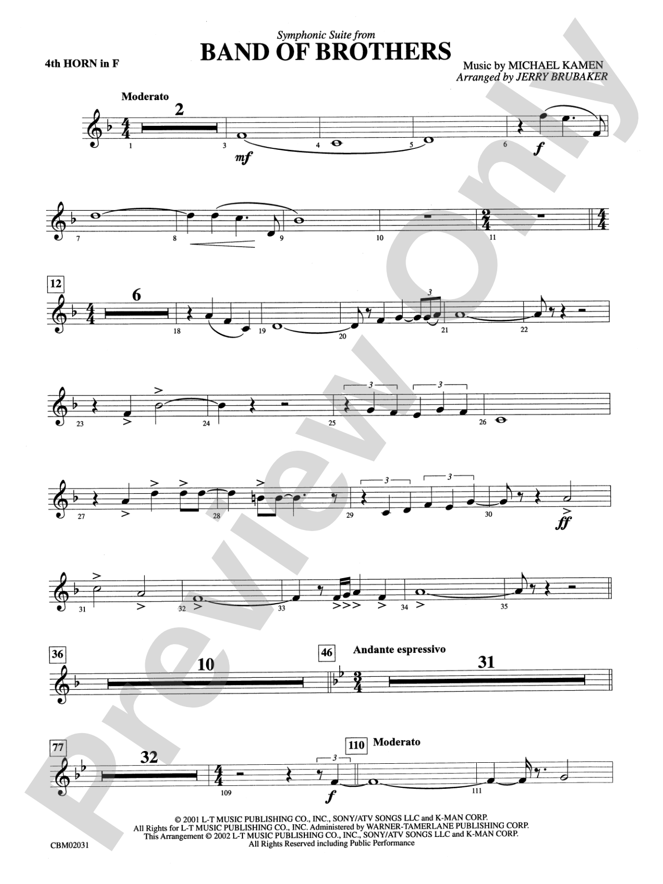 Band of Brothers, Symphonic Suite from: 4th F Horn