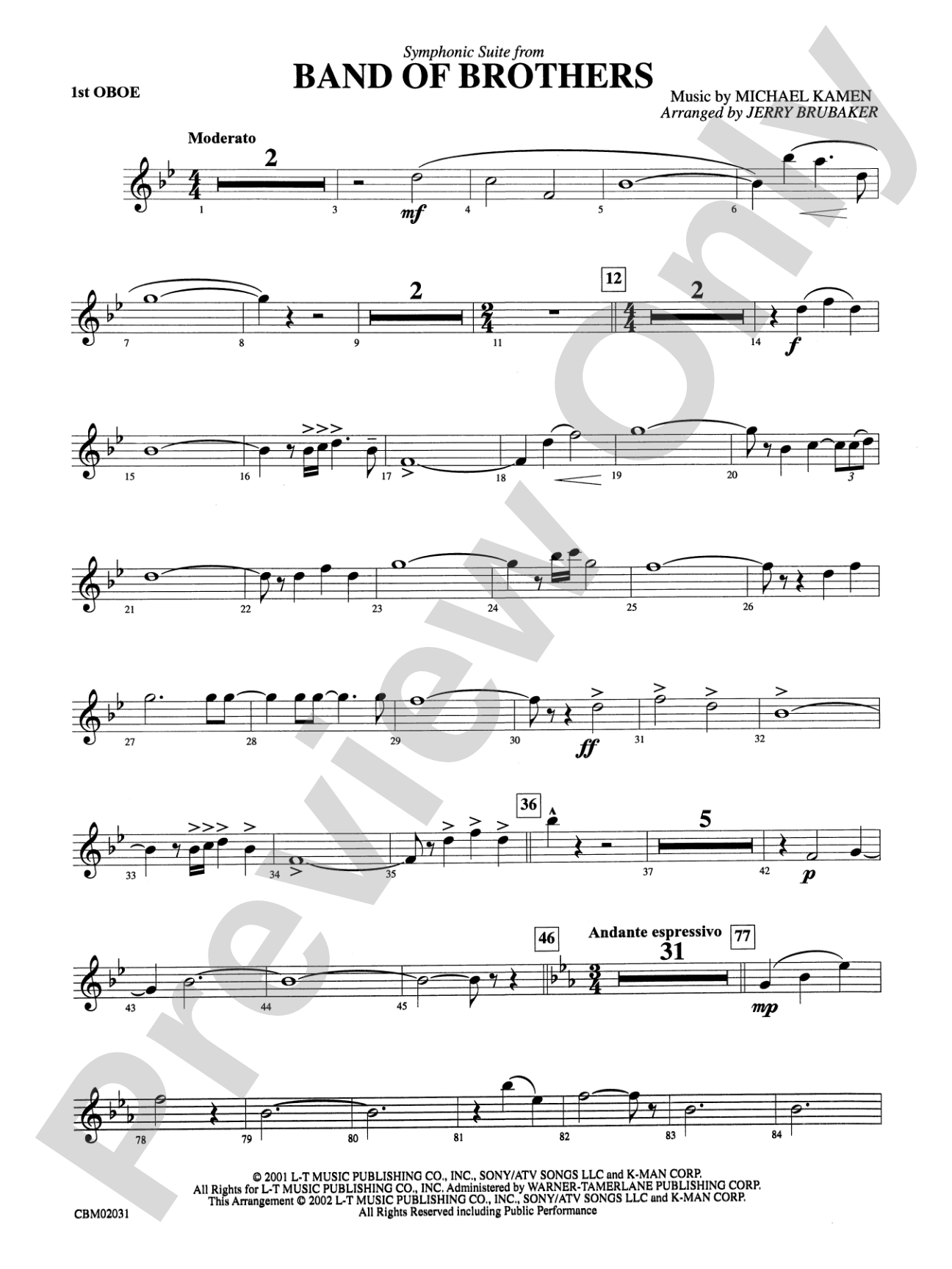 Band of Brothers, Symphonic Suite from: Oboe