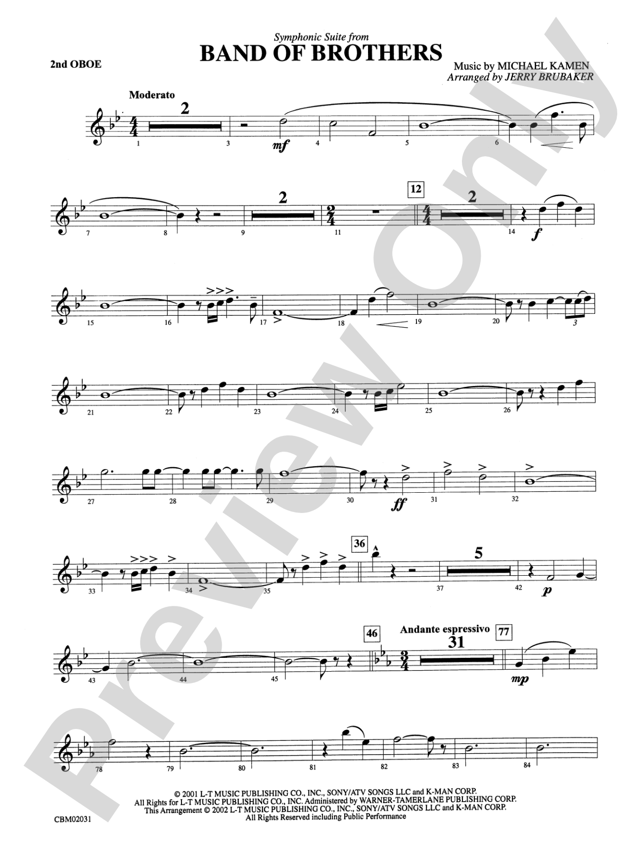Band of Brothers, Symphonic Suite from: 2nd Oboe