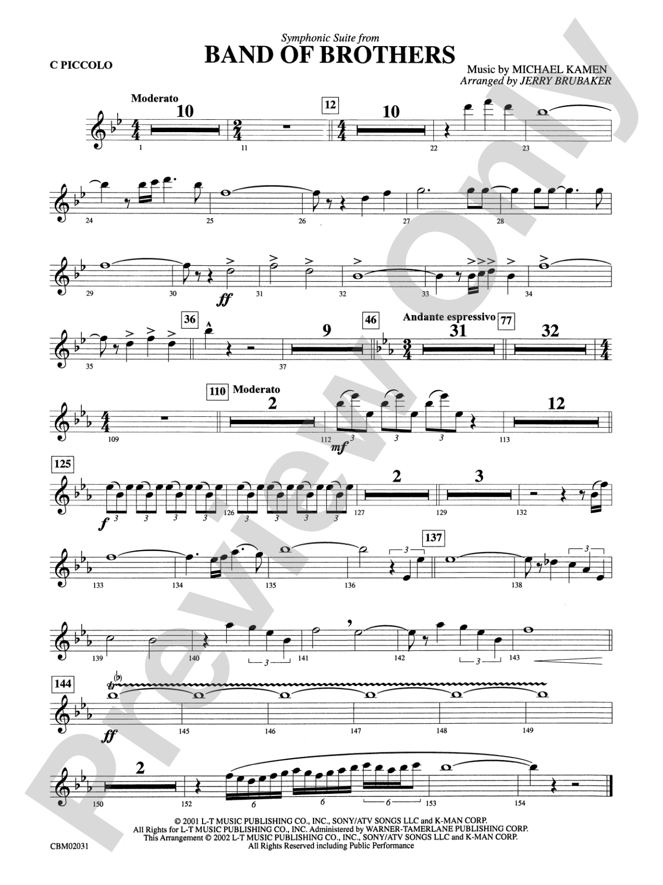 Band of Brothers, Symphonic Suite from: Piccolo