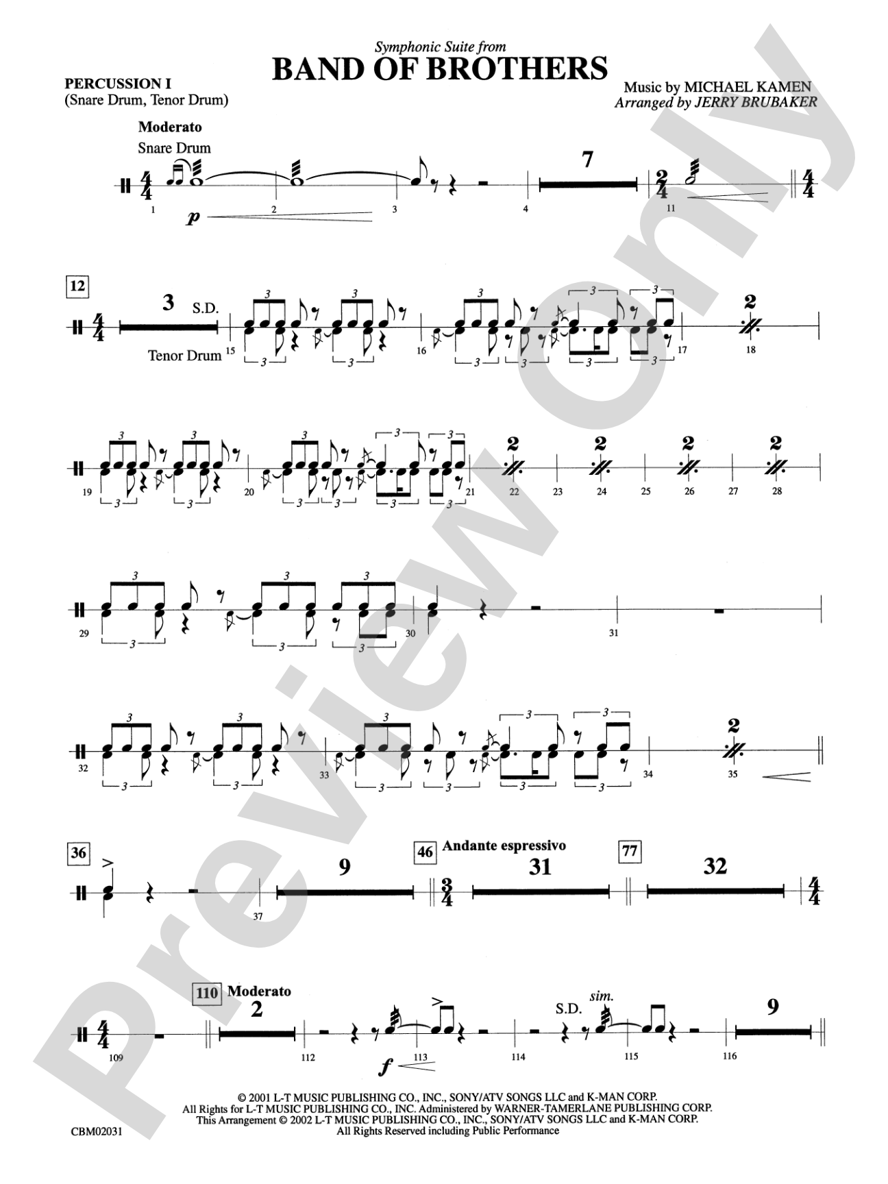 Band of Brothers, Symphonic Suite from: 1st Percussion
