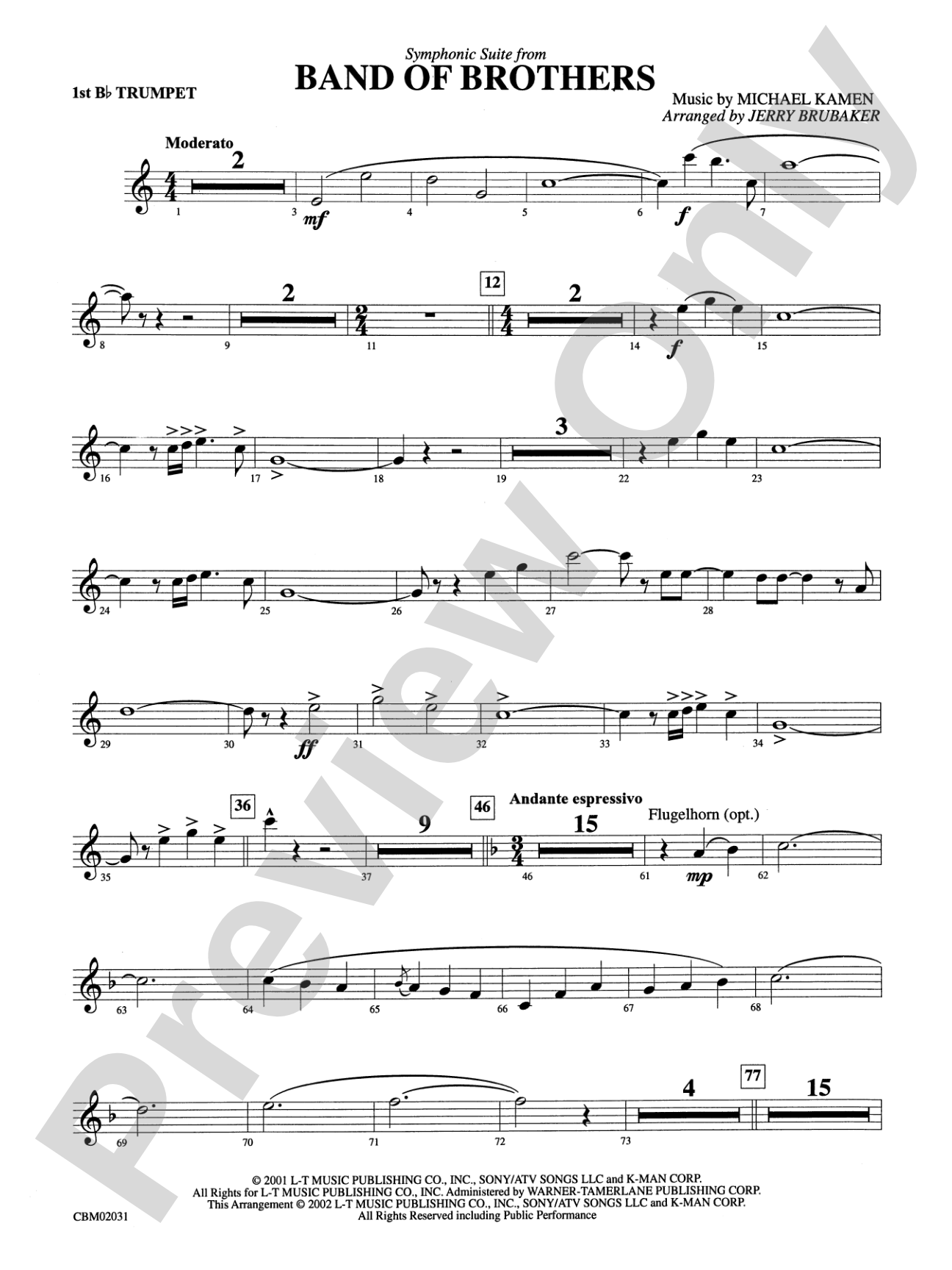 Band of Brothers, Symphonic Suite from: 1st B-flat Trumpet