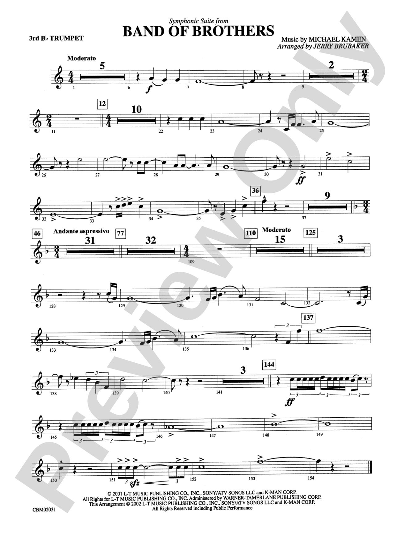 Band of Brothers, Symphonic Suite from: 3rd B-flat Trumpet