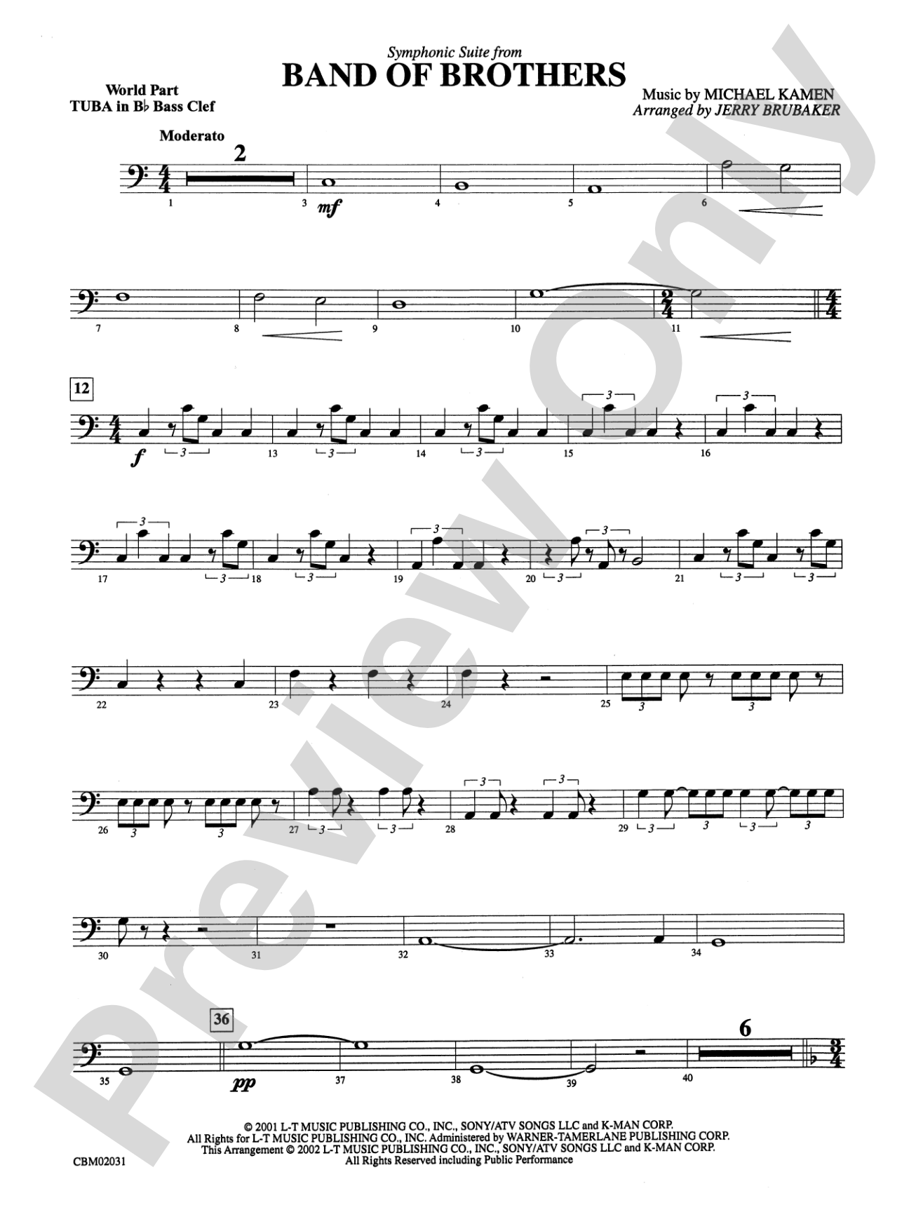 Band of Brothers, Symphonic Suite from: WP B-flat Tuba B.C.