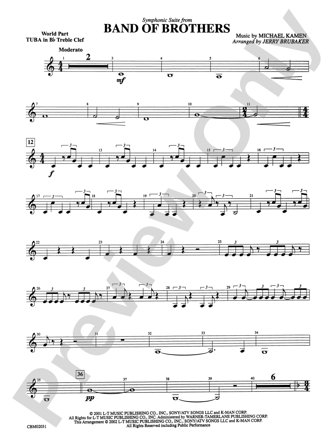 Band of Brothers, Symphonic Suite from: WP B-flat Tuba T.C.