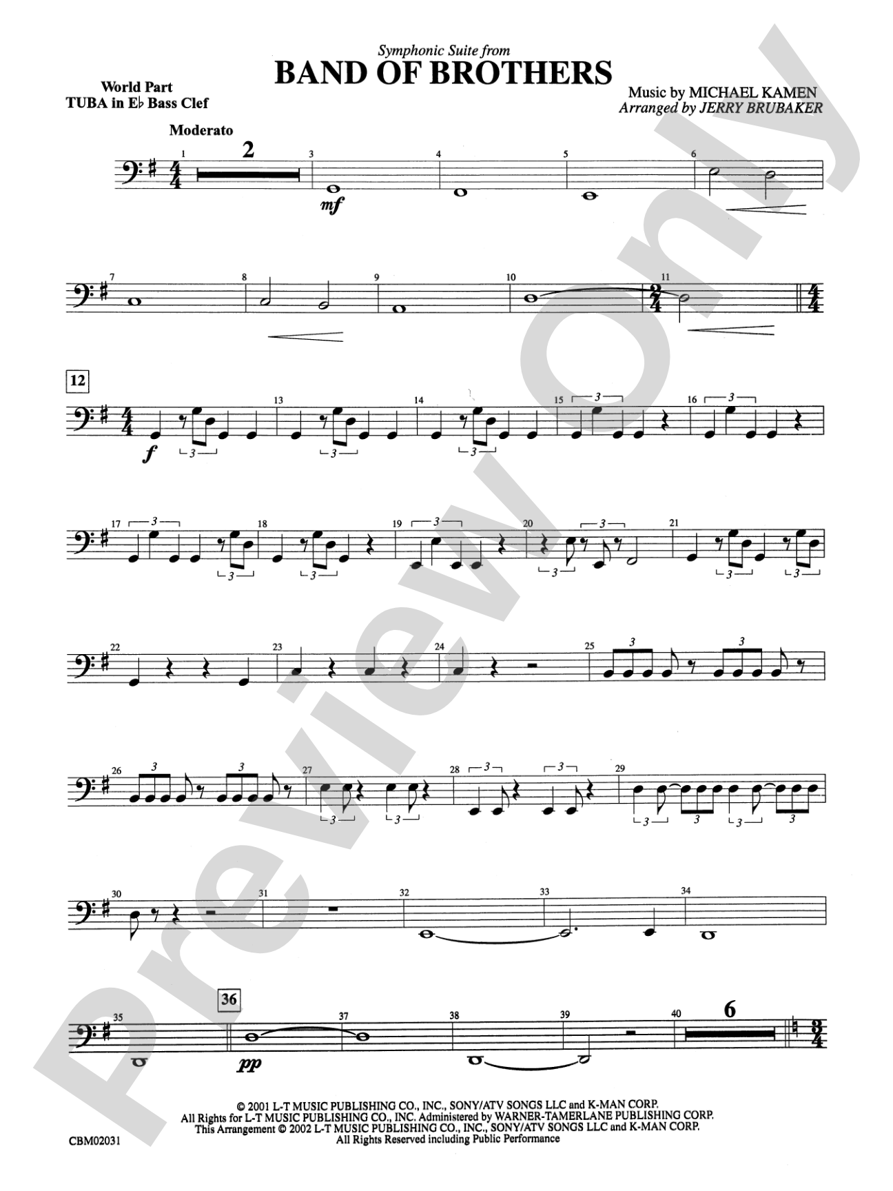 Band of Brothers, Symphonic Suite from: WP E-flat Tuba B.C.