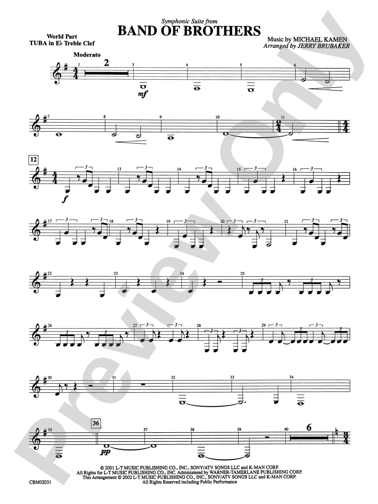 Band of Brothers, Symphonic Suite from: WP E-flat Tuba T.C.