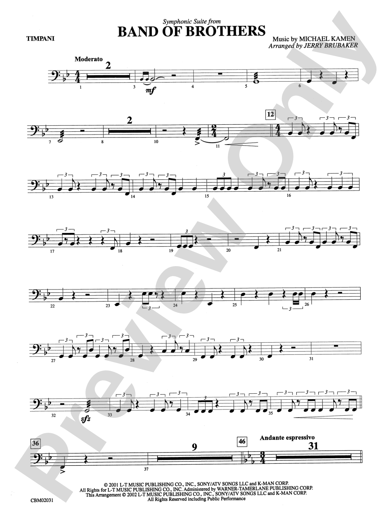 Band of Brothers, Symphonic Suite from: Timpani