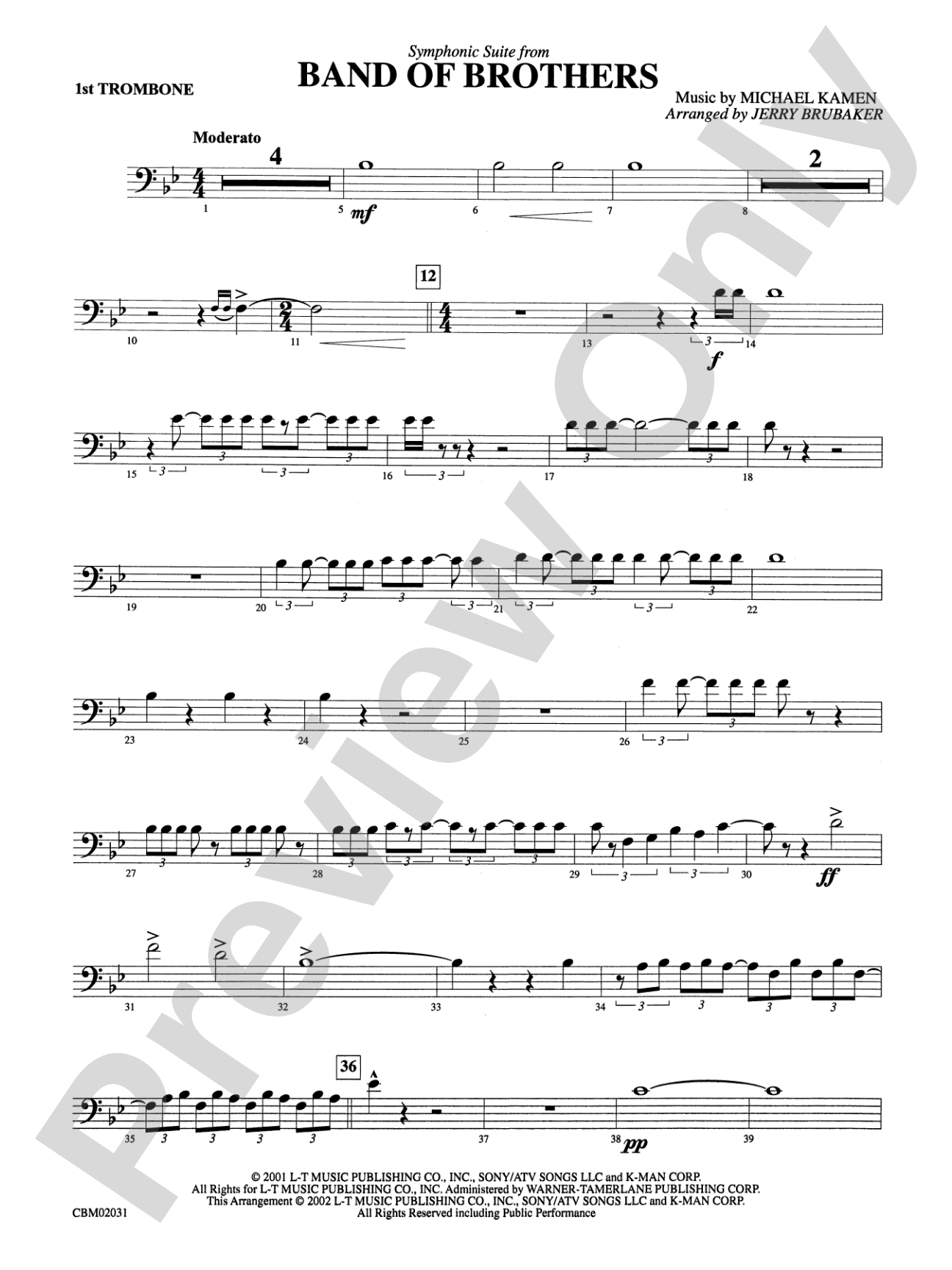 Band of Brothers, Symphonic Suite from: 1st Trombone