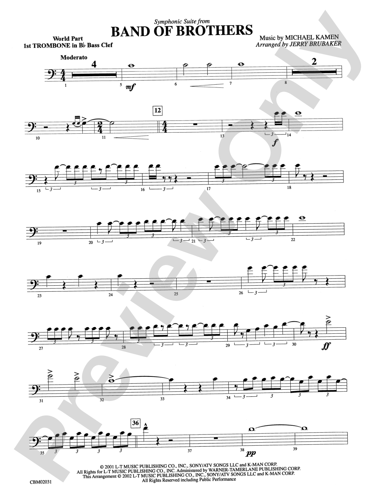Band of Brothers, Symphonic Suite from: WP 1st B-flat Trombone B.C.