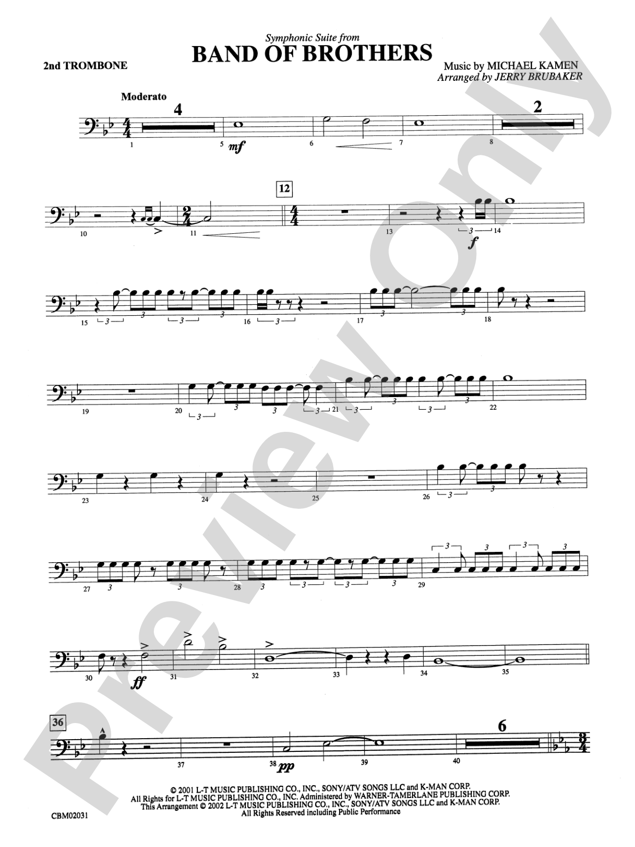 Band of Brothers, Symphonic Suite from: 2nd Trombone
