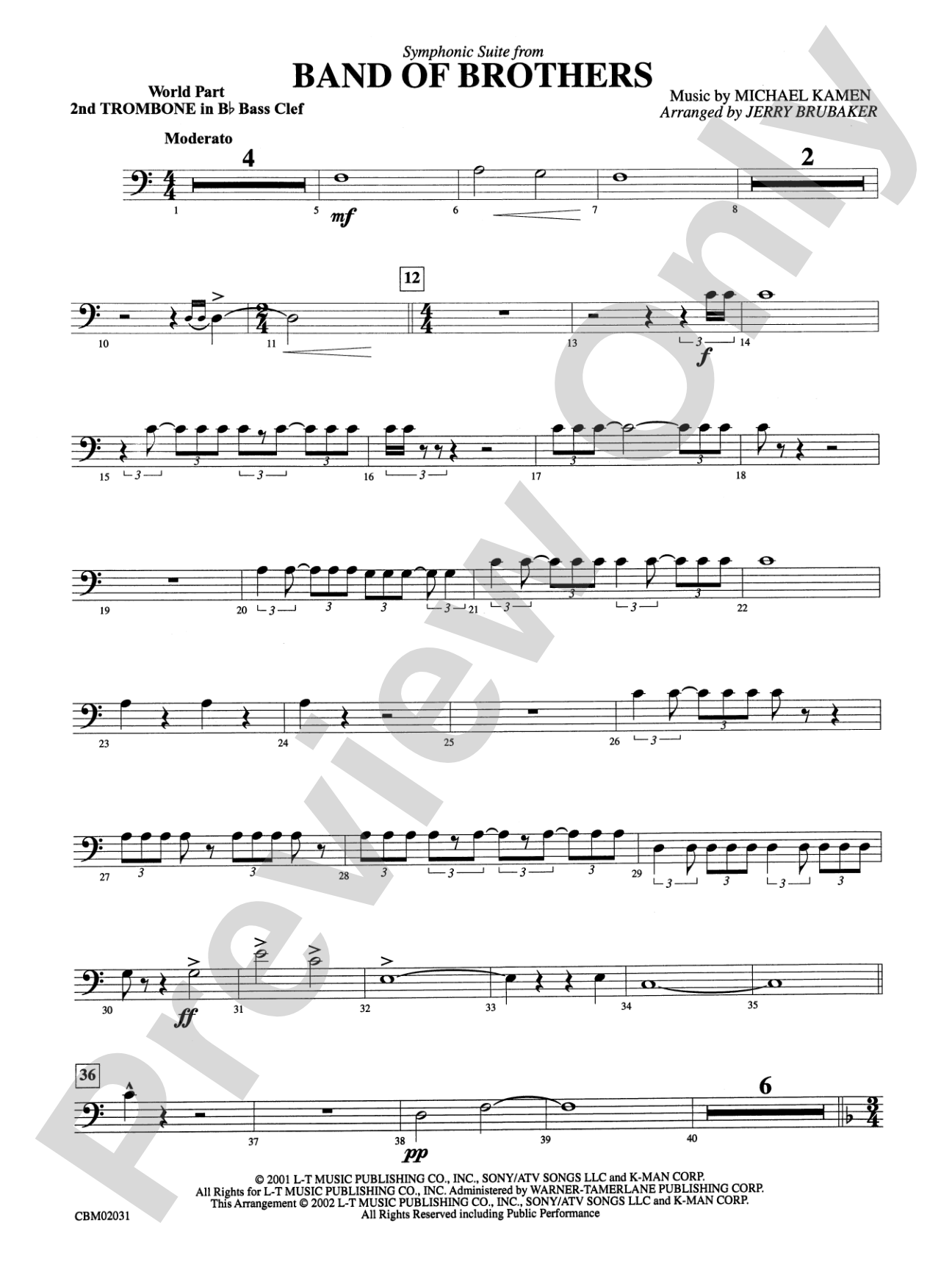 Band of Brothers, Symphonic Suite from: WP 2nd B-flat Trombone B.C.