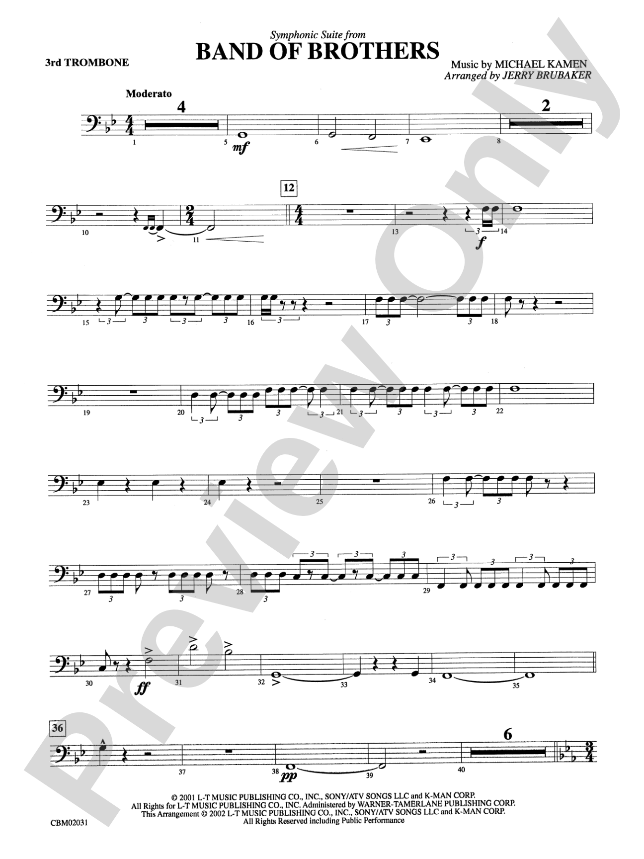 Band of Brothers, Symphonic Suite from: 3rd Trombone
