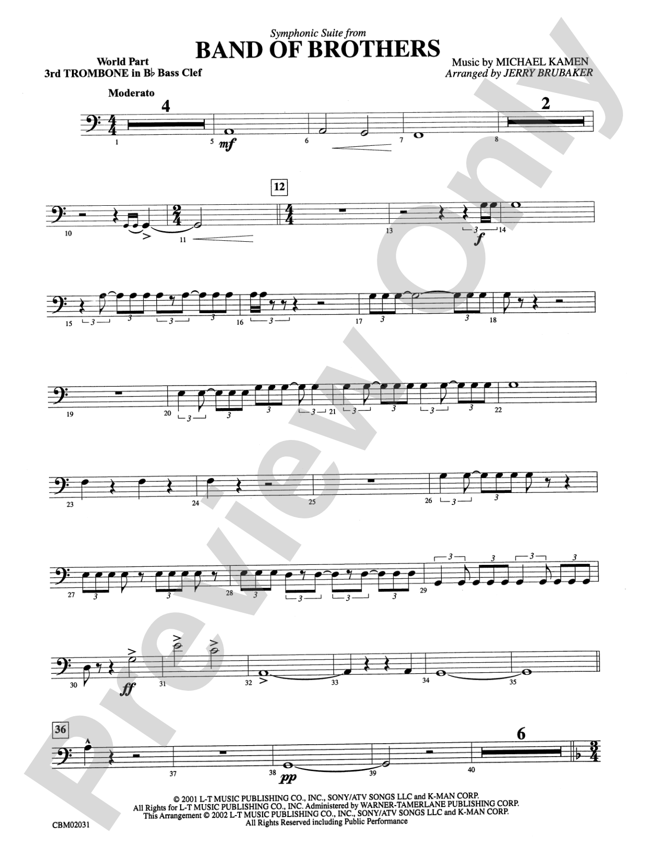 Band of Brothers, Symphonic Suite from: WP 3rd B-flat Trombone B.C.