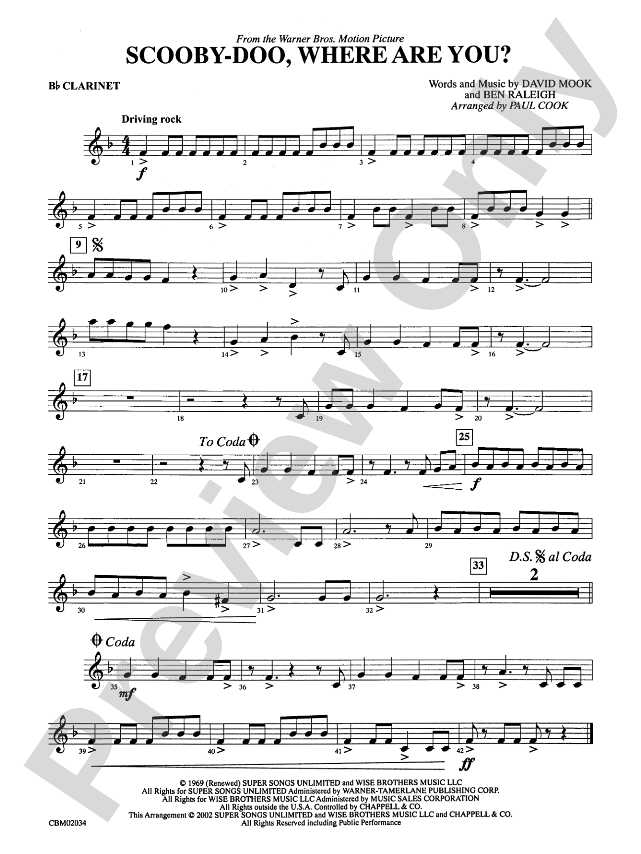 Scooby-Doo, Where Are You?, Theme from: 1st B-flat Clarinet