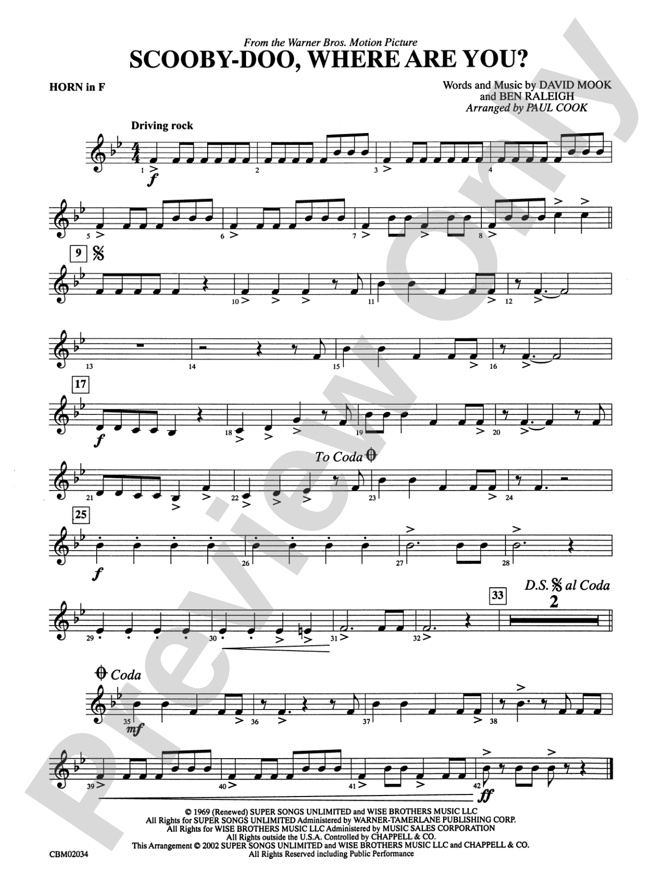 Scooby-Doo, Where Are You?, Theme from: 1st F Horn