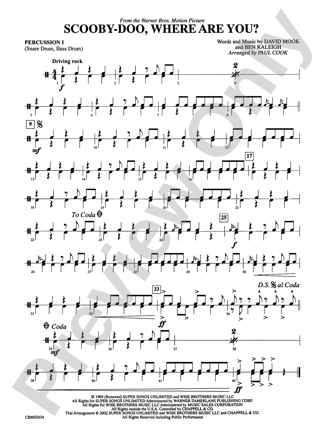 Scooby-Doo, Where Are You?, Theme from: 1st Percussion