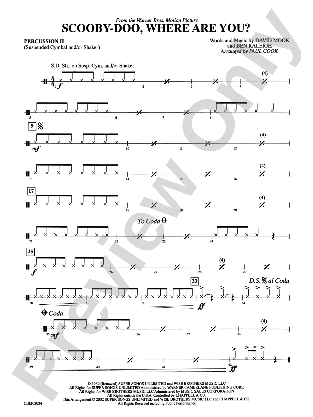 Scooby-Doo, Where Are You?, Theme from: 2nd Percussion