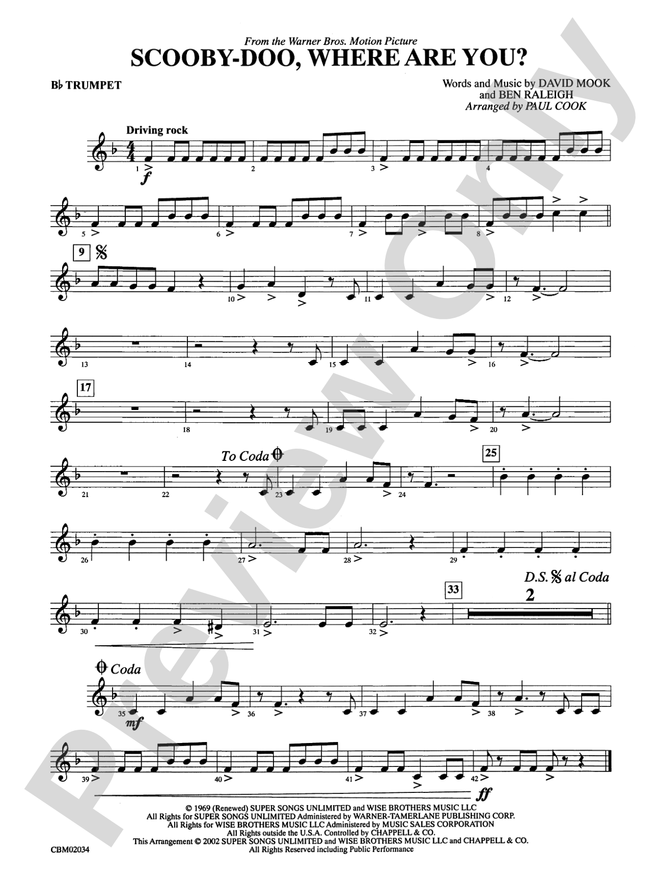 Scooby-Doo, Where Are You?, Theme from: 1st B-flat Trumpet