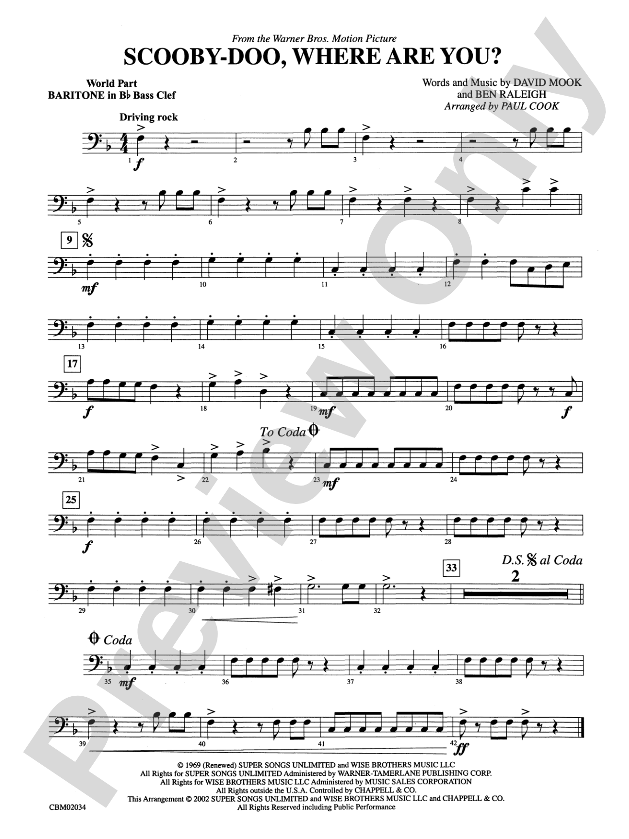 Scooby-Doo, Where Are You?, Theme from: (wp) B-flat Baritone B.C.