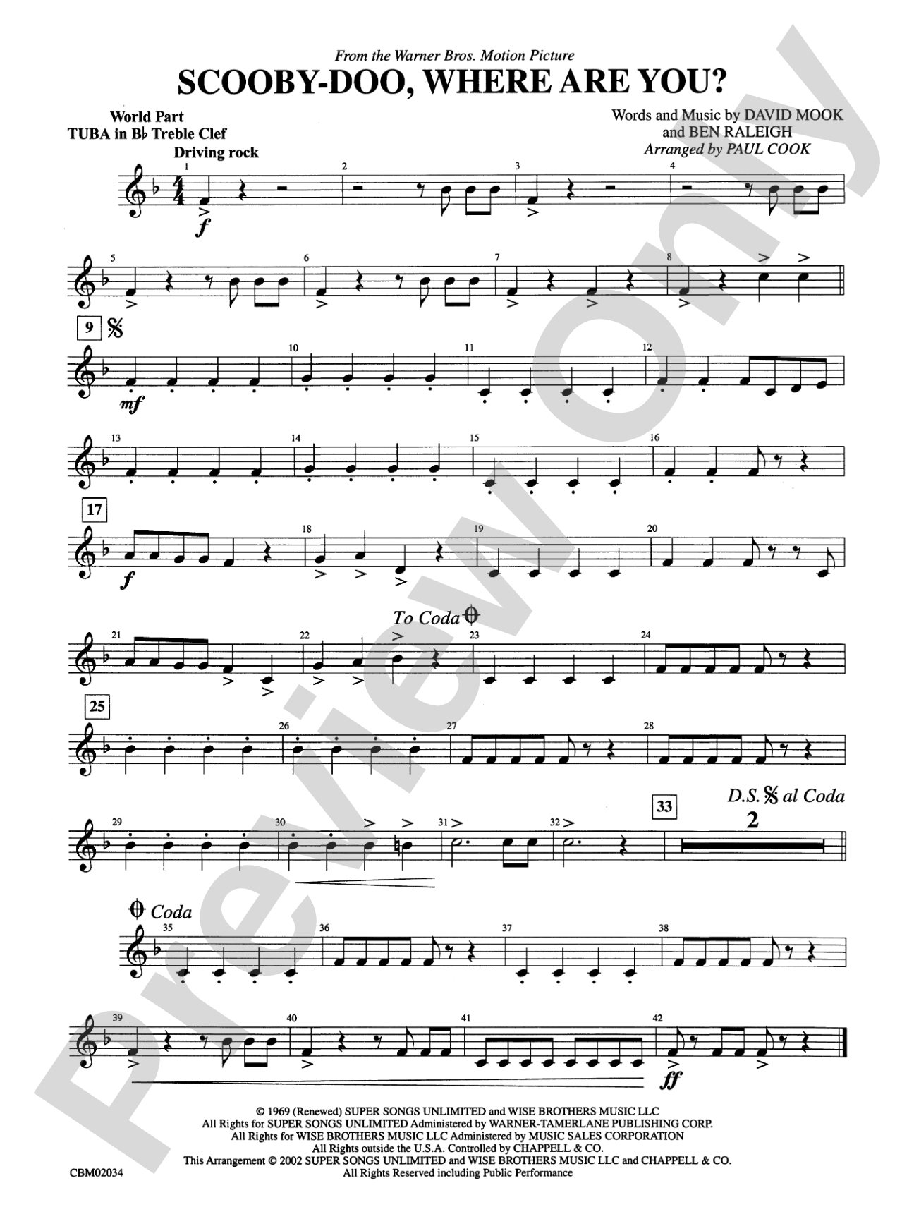 Scooby-Doo, Where Are You?, Theme from: (wp) B-flat Tuba T.C.