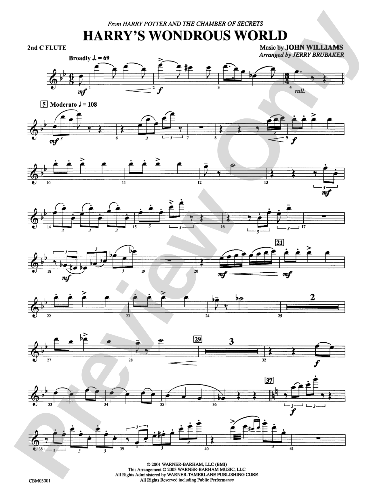 Harry's Wondrous World (from Harry Potter and the Chamber of Secrets): 2nd Flute