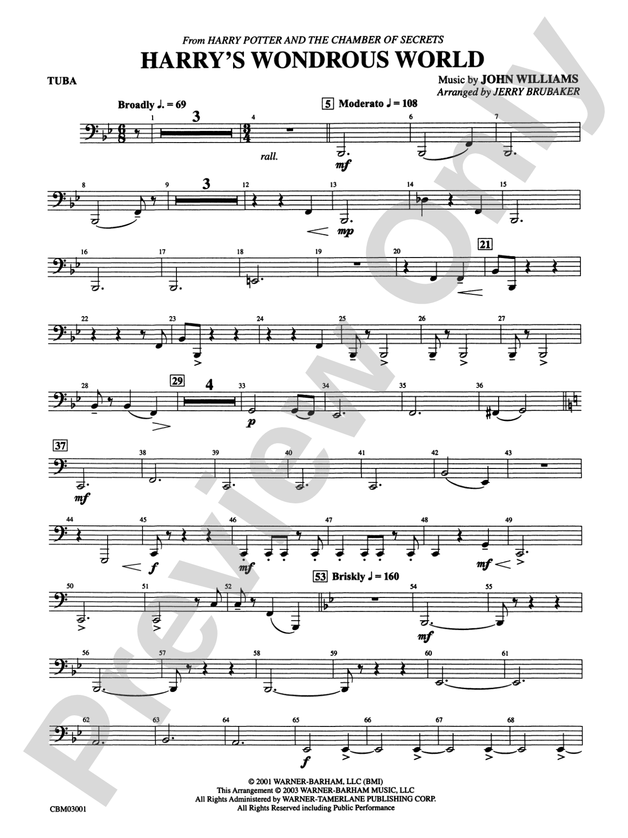 Harry's Wondrous World (from Harry Potter and the Chamber of Secrets): Tuba