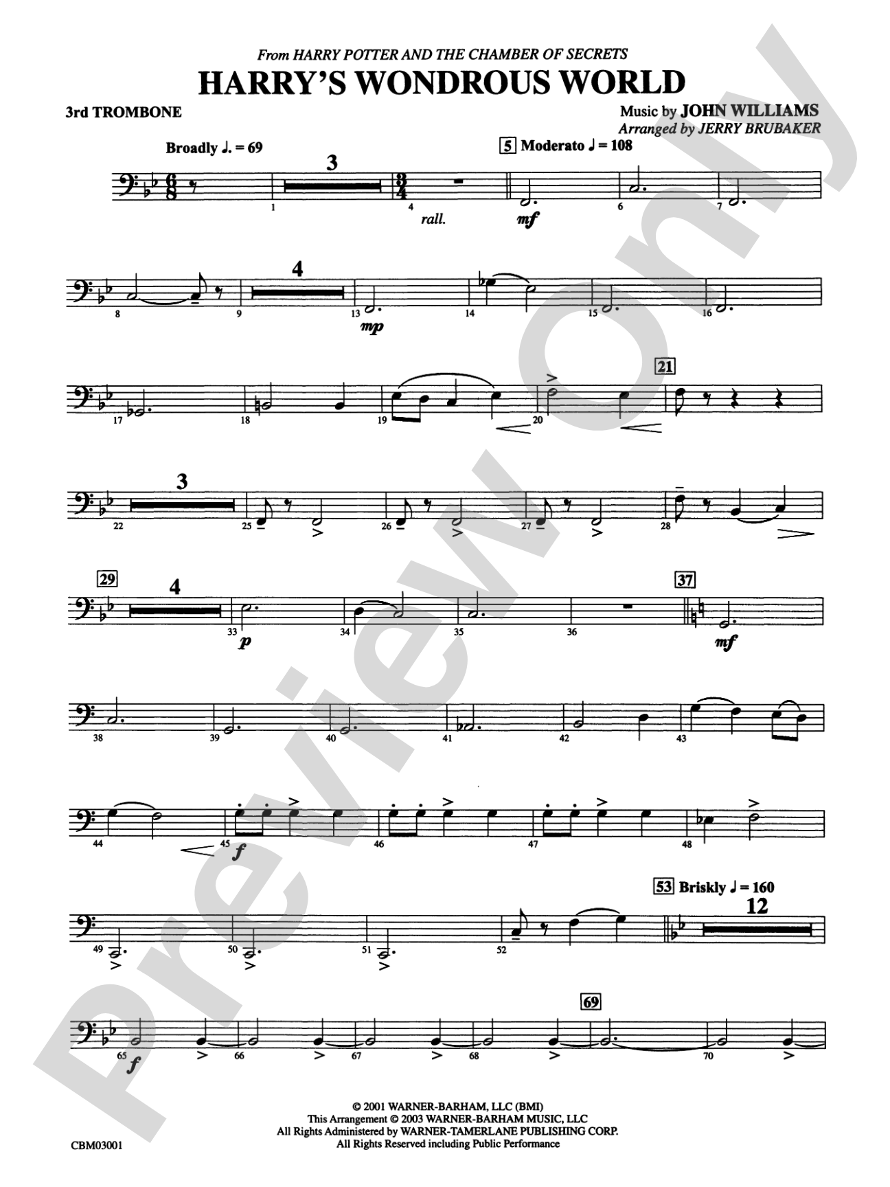 Harry's Wondrous World (from Harry Potter and the Chamber of Secrets): 3rd Trombone