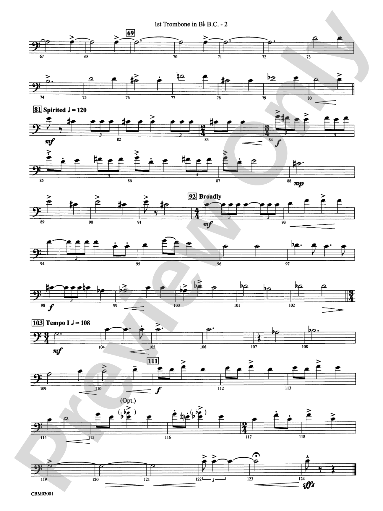 Harry's Wondrous World (from Harry Potter and the Chamber of Secrets): (wp) 1st B-flat Trombone B.C.